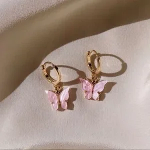 ShopAllThings Jewelry 33 Pink Acrylic Butterfly Earrings